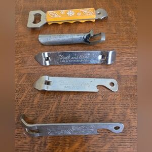 5 Vintage Can and Bottle Openers. See Pictures & Descriptions.